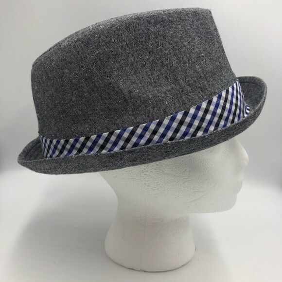 Nick Graham Men's Fedora Gray Hat with Plaid bow tie - Picture 5 of 9
